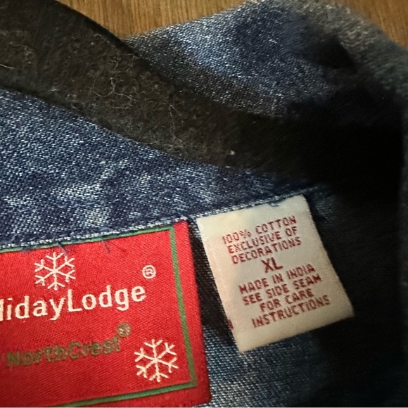 Vintage Holiday Lodge Embroidered Beaded Cardinals Button Jean Jacket Sz XL - Picture 11 of 11